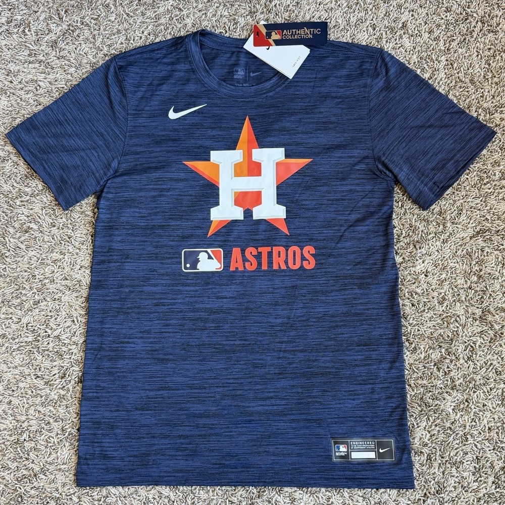 Nike Houston Astros T-Shirt Dri-Fit On-Field Mens Size Small Navy Blue NEW